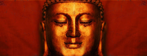 Meditating Buddha Red - Large Art Prints by Anzai