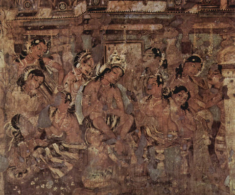 Ajanta Cave Painting (Depicting Jataka Tales) by Tallenge Store
