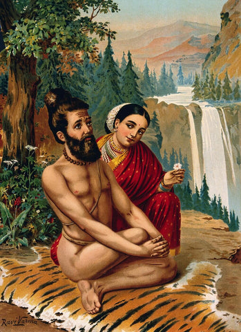 Menaka Tempting Vishwamitra - Raja Ravi Varma by Raja Ravi Varma