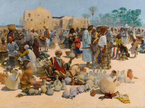 Merchant Of Potteries - Alphons Leopold Mielich - Orientalist Art Painting - Canvas Prints