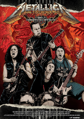 Metallica - Live In Concert - Kuala Lumpur Malaysia 2013 - Rock and Metal Music Concert Poster - Life Size Posters