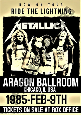 Metallica - Ride The Lightning Tour 1985 - Music Concert Posters - Framed Prints