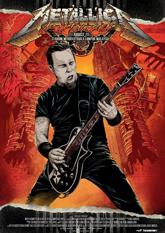 Metallica (James Hetfield) - Live In Concert - Kuala Lumpur Malaysia 2013 - Rock and Metal Music Poster - Framed Prints