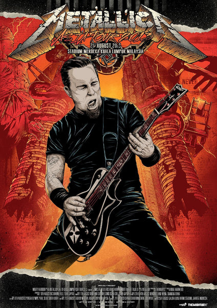 Metallica (James Hetfield) - Live In Concert - Kuala Lumpur Malaysia 2013 - Rock and Metal Music Poster - Art Prints