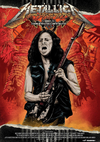Metallica (Kirk Hammett) - Live In Concert - Kuala Lumpur Malaysia 2013 - Hard Rock Heavy Metal Music Poster by Tallenge Store