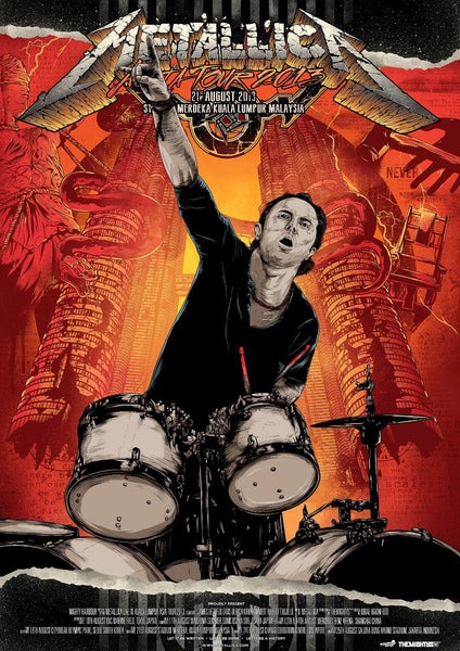 Metallica (Lars Ulrich) - Live In Concert - Kuala Lumpur Malaysia 2013 - Rock and Metal Music Poster - Life Size Posters