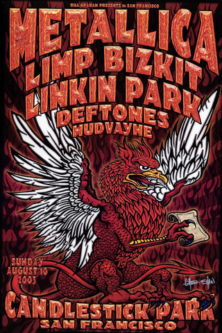 Metallica, Linkin Park, Limp Bizkit - Live In Concert - San Francisco 2003 - Rock and Metal Music Poster by Tallenge Store