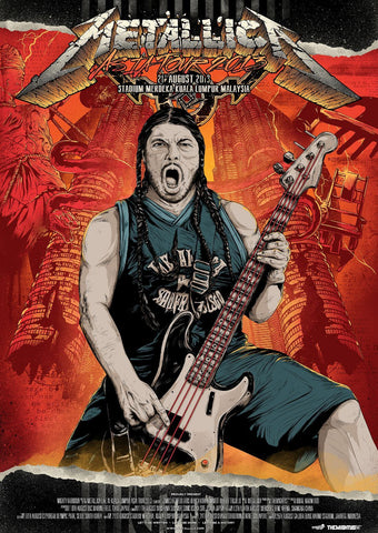 Metallica (Robert Trujillo) - Live In Concert - Kuala Lumpur Malaysia 2013 - Hard Rock Heavy Metal Music Poster - Life Size Posters by Tallenge Store