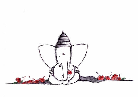 Minimalist Art - Mahaganpati Vinayak - Ganesha Painting Collection - Art Prints