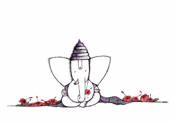 Minimalist Art - Mahaganpati Vinayak - Ganesha Painting Collection - Life Size Posters