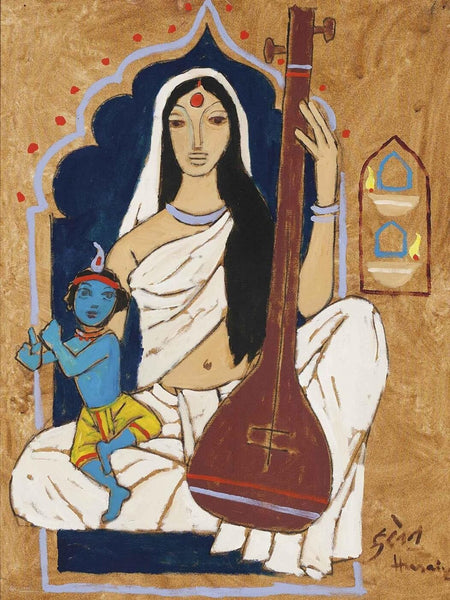 Mirabai with Krishna - Framed Prints