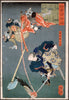 Miyamoto Musashi Slashing A Tengu (宮本無三四) - Tsukioka Yoshitoshi - Canvas Prints