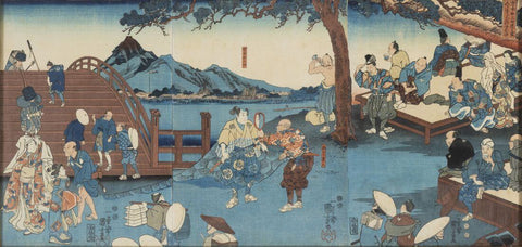Miyamoto Musashi Being Shown A Mirror - Utagawa Kuniyoshi - Canvas Prints