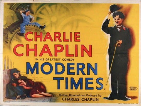 Modern Times - Charlie Chaplin - Holylwood Classic Movie Original Release Poster - Canvas Prints