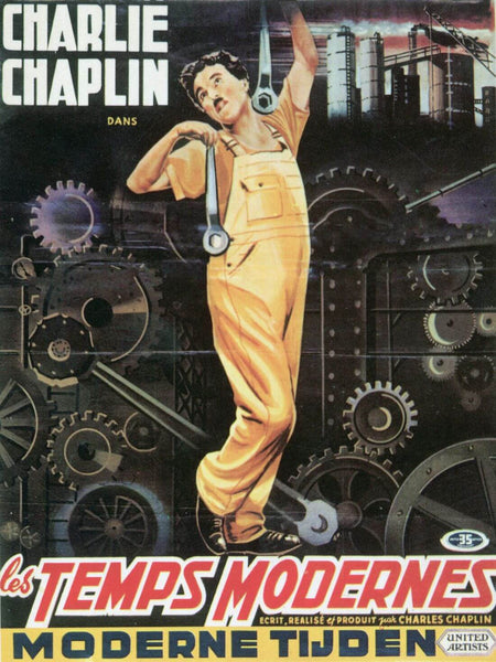 Modern Times (Temps Modernes) - Charlie Chaplin - French Release - Hollwood Movie Poster - Framed Prints