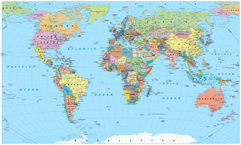 Modern Political Map Of The World - Framed Prints