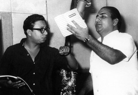 Mohd Rafi and R D Burman In The Studio - Legendary Indian Playback Singers - Poster by Anika