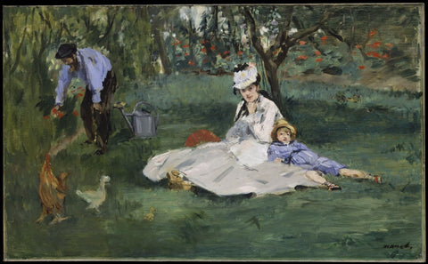 The Monet Family in Their Garden at Argenteuil - Canvas Prints