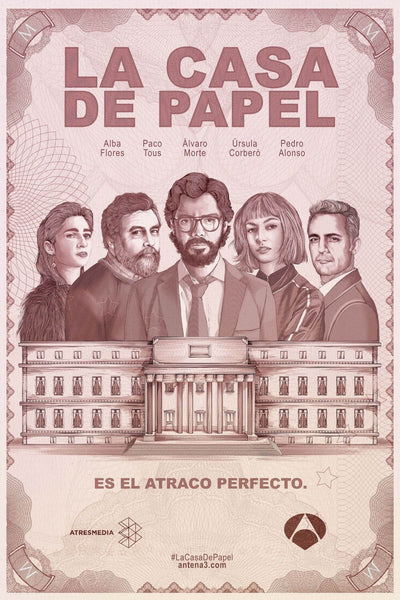 Money Heist - La Casa De Papel - Bank Note Style Poster Art - Framed Prints