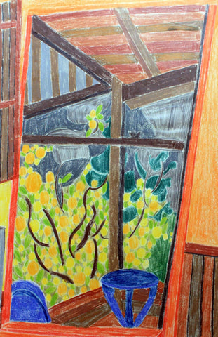 Monhegan Porch - Lynne Drexler - Abstract Painitng - Canvas Prints by Lynne Drexler