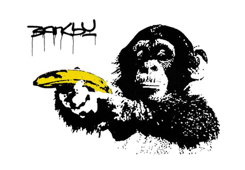 Monkey With Banana - Banksy - Posters