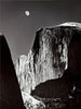 Moon And Half Dome At Yosemite Park - Ansel Adams - American Landscape Photograph - Framed Prints