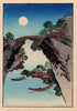 Moon Under The Bridge - Katsushika Hokusai - Japanese Woodcut Ukiyo-e Painting - Framed Prints