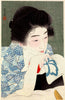 Morning Hair (Asa Negami) - Torii Kotondo - Japanese Oban Tate-e print Painting - Framed Prints