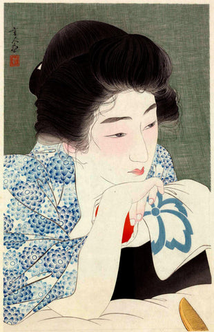 Morning Hair (Asa Negami) - Torii Kotondo - Japanese Oban Tate-e print Painting - Art Prints