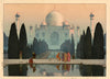 Morning Mist in Taj Mahal - Yoshida Hiroshi - Vintage Japanese Woodblock Print 1931 - Canvas Prints