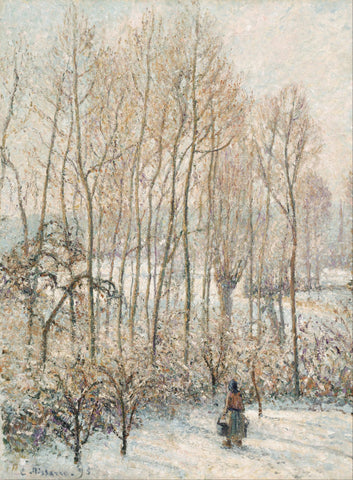Morning Sunlight on the Snow, Eragny-sur-Epte - Large Art Prints by Camille Pissarro