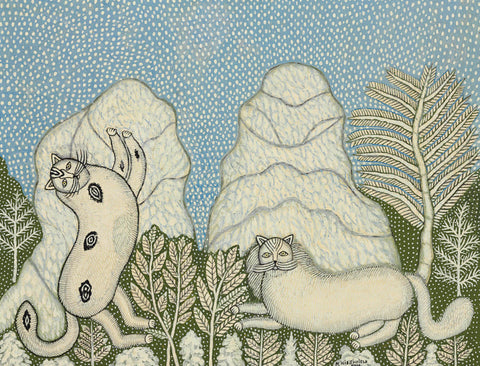 Morris Hirshfield - Cats In The Snow by Morris Hirshfield