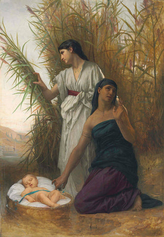 Moses In The Bulrushes - Elizabeth Jane Gardner Bouguereau - Christian Art Painting by Elizabeth Jane Gardner Bouguereau