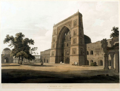 Mosque At Jaunpur - Thomas Daniell  - Vintage Orientalist Aquatint Painting of India - Framed Prints