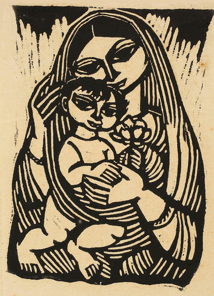 Mother And Child - Chitt0prosad Bhattacharya - Bengal School Art - Indian Painting - Life Size Posters