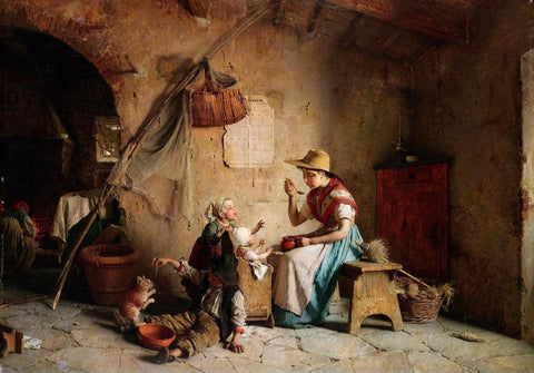 Mother And Child - Gaetano Chierici - Genre Painting - Art Prints