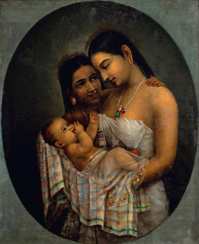 Mother And Child - Raja Ravi Varma - Indian Painting - Large Art Prints by Raja Ravi Varma