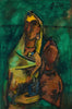 Mother And Daughter - M F Husain Painting - Large Art Prints