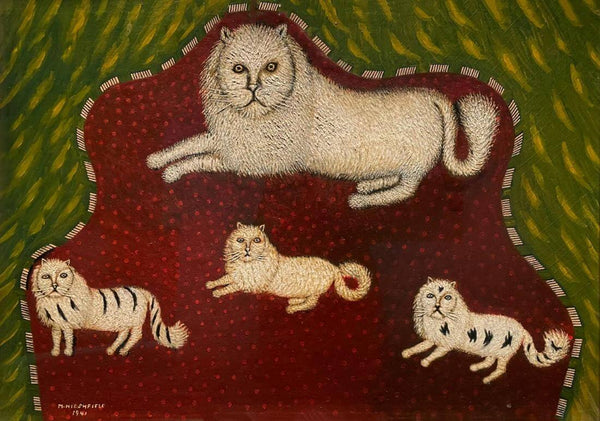 Mother Cat With Kittens - Morris Hirshfield - Folk Art Painting - Framed Prints