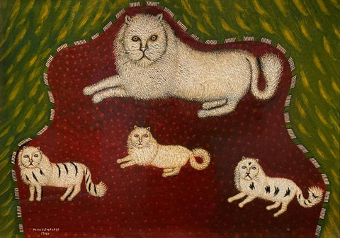 Mother Cat With Kittens - Morris Hirshfield - Folk Art Painting - Art Prints