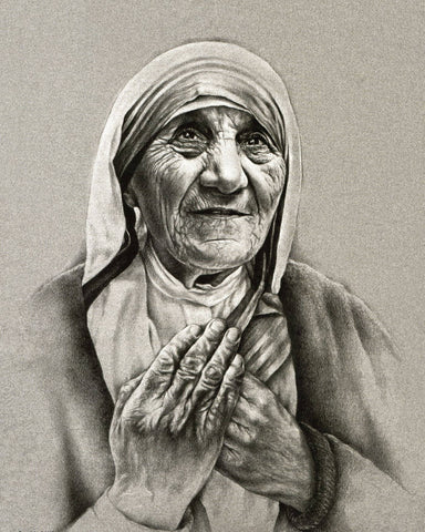 Mother Teresa - Pencil Sketch Painting by Sherly David