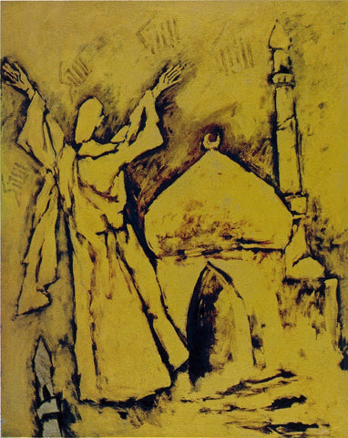 Mother And Child - Large Art Prints by M F Husain