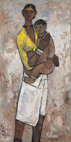 Mother and Child - B Prabha - Indian Art Painting - Posters