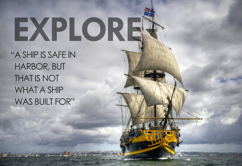 Motivational Quote: Explore - Framed Prints