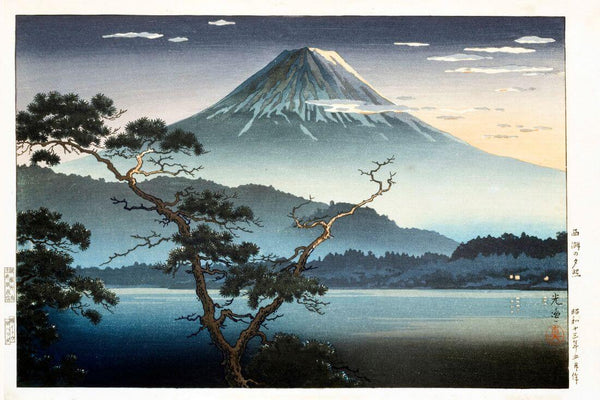 Mount Fuji from Lake Sai, Evening - Tsuchiya Koitsu - Japanese Ukiyo-e Woodblock Print Art Painting - Canvas Prints