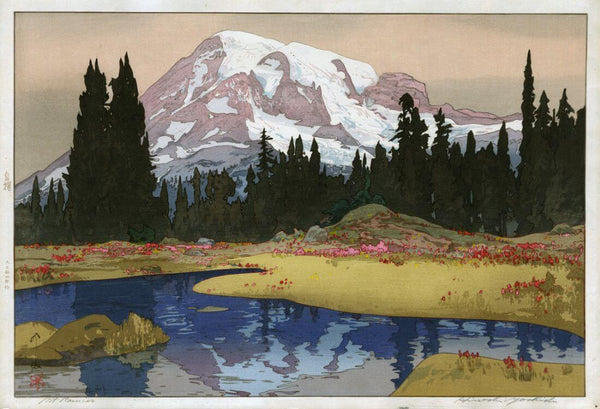 Mount Ranier - Yoshida Hiroshi - Ukiyo-e Woodblock Print Japanese Art Painting - Posters