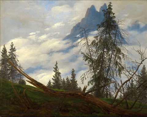 Mountain Peak with Drifting Clouds - Large Art Prints by Caspar David Friedrich