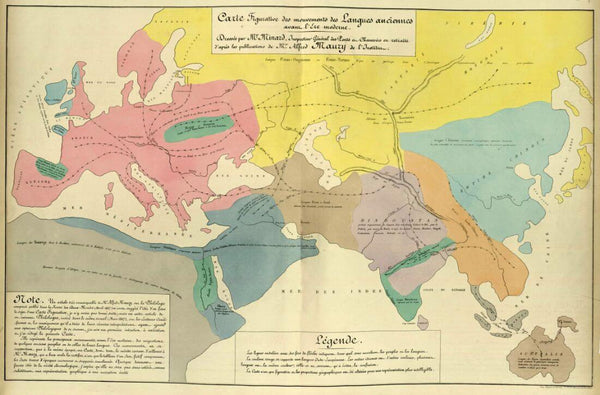 Movement Of Ancient Languages In The Modern Era - Charles Joseph Minard - Infographic Data Visualization - Art Print - Art Prints