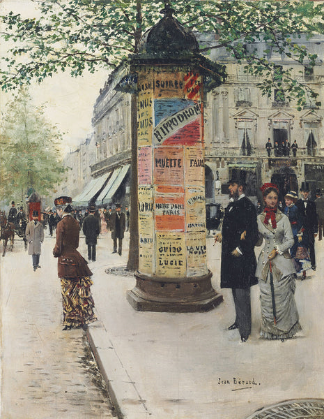 Mr. and Mrs. Galin in front of the Jockey Club (M. et Mme Galin devant le Jockey Club) - Jean Béraud Painting - Framed Prints
