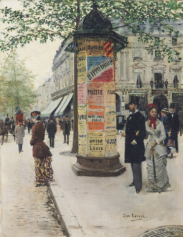 Mr. and Mrs. Galin in front of the Jockey Club (M. et Mme Galin devant le Jockey Club) - Jean Béraud Painting - Life Size Posters